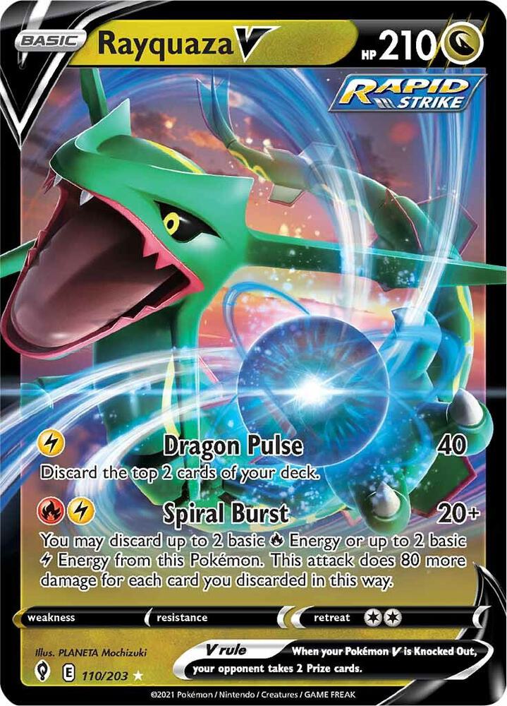 2021 Pokemon SWSH07: Evolving Skies 110/203 Rayquaza V Ultra Rare