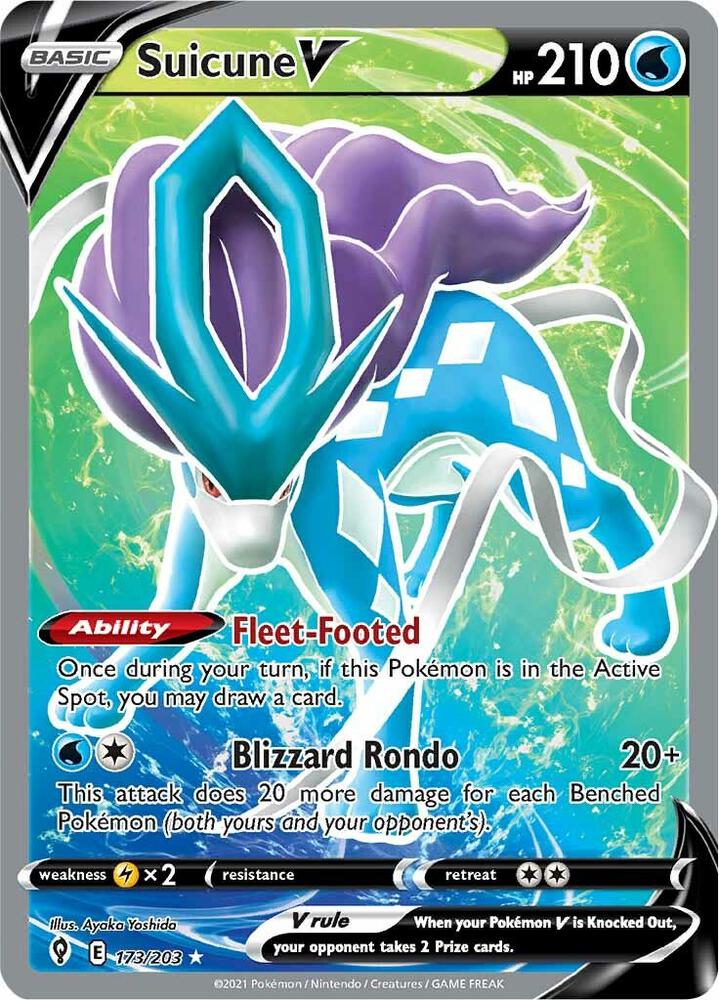 2021 Pokemon SWSH07: Evolving Skies 173/203 Suicune V (Full Art) Ultra Rare