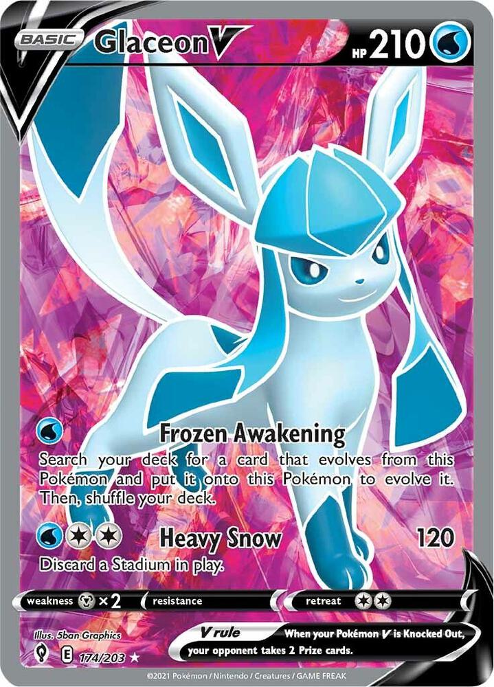 2021 Pokemon SWSH07: Evolving Skies 174/203 Glaceon V (Full Art) Ultra Rare