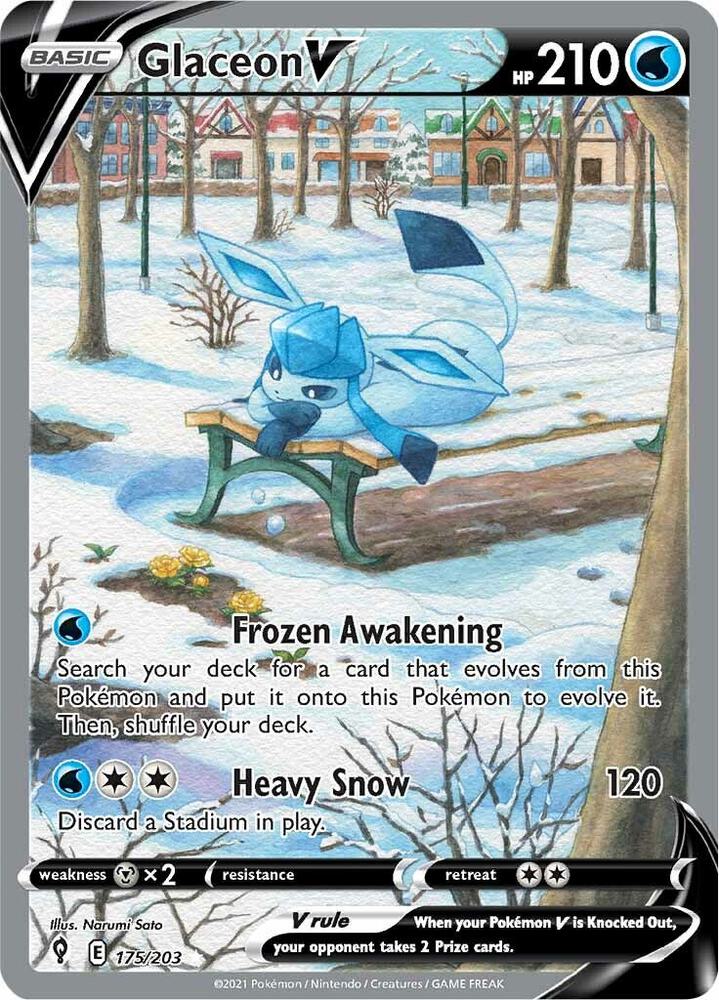 2021 Pokemon SWSH07: Evolving Skies 175/203 Glaceon V Alternate Art