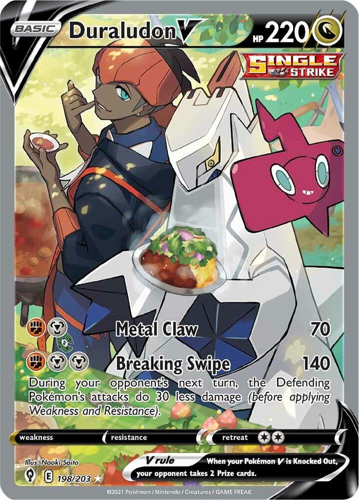 2021 Pokemon SWSH07: Evolving Skies 198/203 Duraludon V Alternate Art