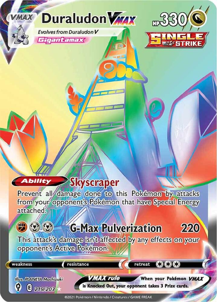 2021 Pokemon SWSH07: Evolving Skies 219/203 Duraludon VMAX (Secret) Secret Rare