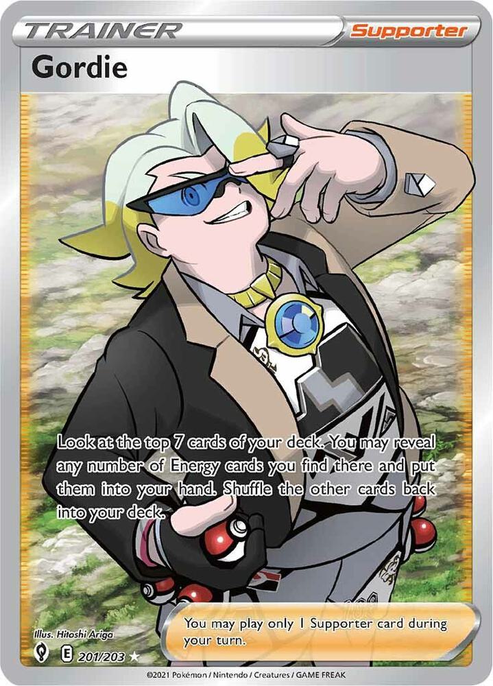 2021 Pokemon SWSH07: Evolving Skies 201/203 Gordie (Full Art) Ultra Rare