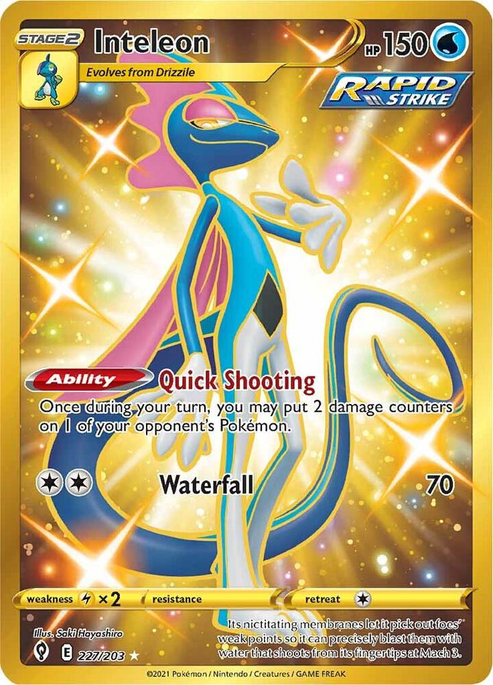 2021 Pokemon SWSH07: Evolving Skies 227/203 Inteleon (Secret) Secret Rare