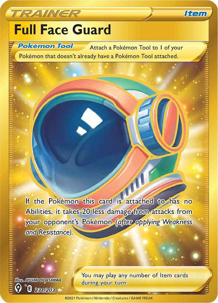 2021 Pokemon SWSH07: Evolving Skies 231/203 Full Face Guard (Secret) Secret Rare