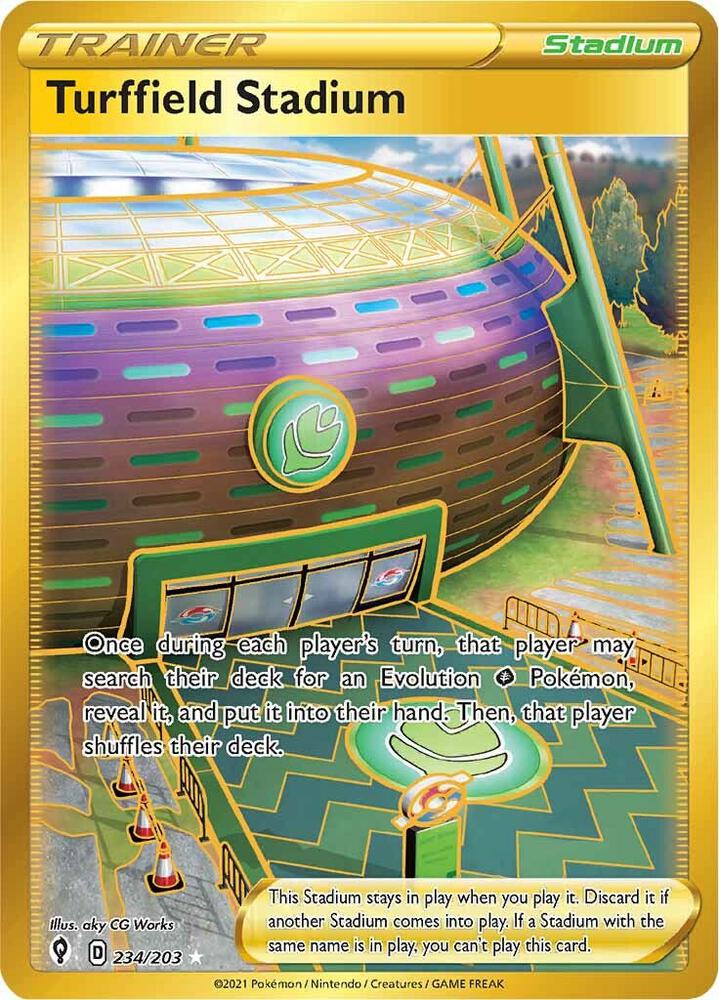 2021 Pokemon SWSH07: Evolving Skies 234/203 Turffield Stadium  Secret Rare