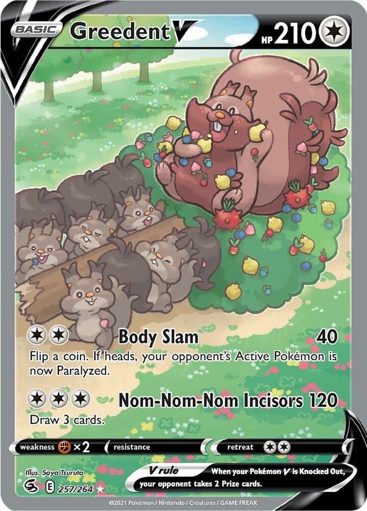 2021 Pokemon SWSH08: Fusion Strike 257/264 Greedent V (Alternate Full Art) Ultra Rare