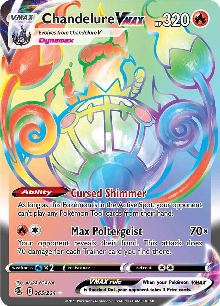 2021 Pokemon SWSH08: Fusion Strike 265/264 Chandelure VMAX (Secret) Secret Rare