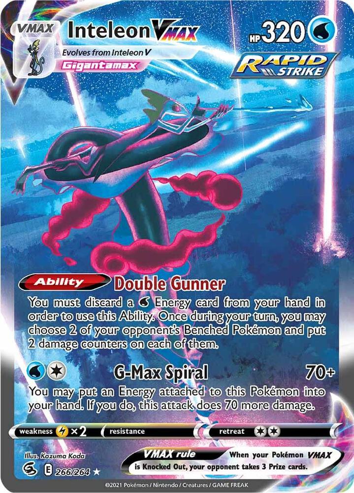 2021 Pokemon SWSH08: Fusion Strike 266/264 Inteleon VMAX (Alternate Art Secret) Secret Rare