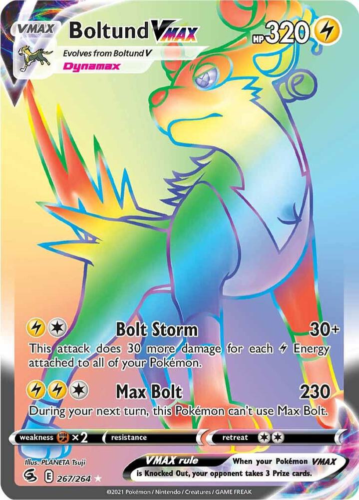 2021 Pokemon SWSH08: Fusion Strike 267/264 Boltund VMAX (Secret) Secret Rare