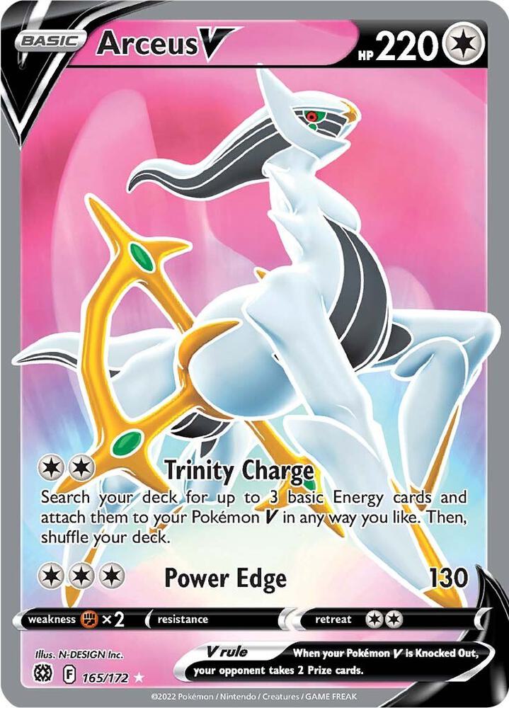 2022 Pokemon SWSH09: Brilliant Stars 165/172 Arceus V (Full Art) Ultra Rare