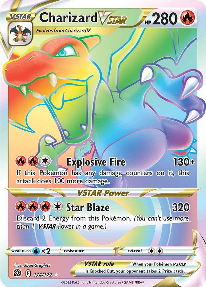 2022 Pokemon SWSH09: Brilliant Stars 174/172 Charizard VSTAR (Secret) Secret Rare