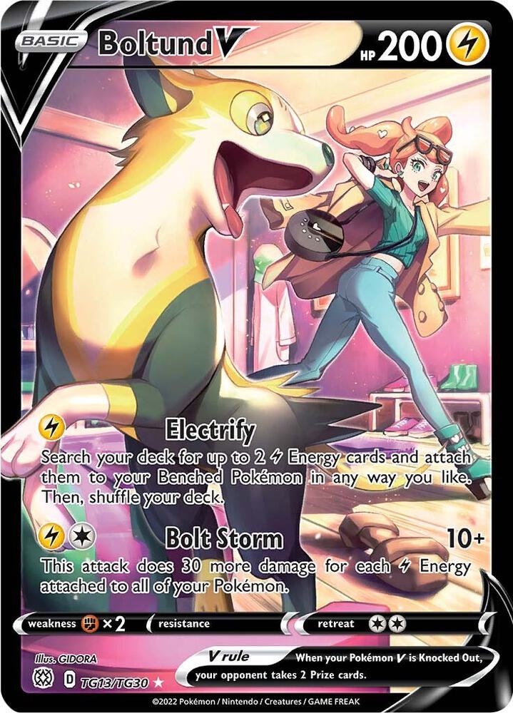 2022 Pokemon SWSH09: Brilliant Stars Trainer Gallery TG13/TG30 Boltund V Ultra Rare