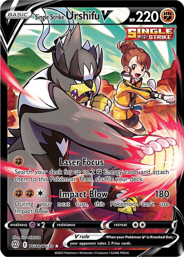 2022 Pokemon SWSH09: Brilliant Stars Trainer Gallery TG18/TG30 Single Strike Urshifu V Ultra Rare