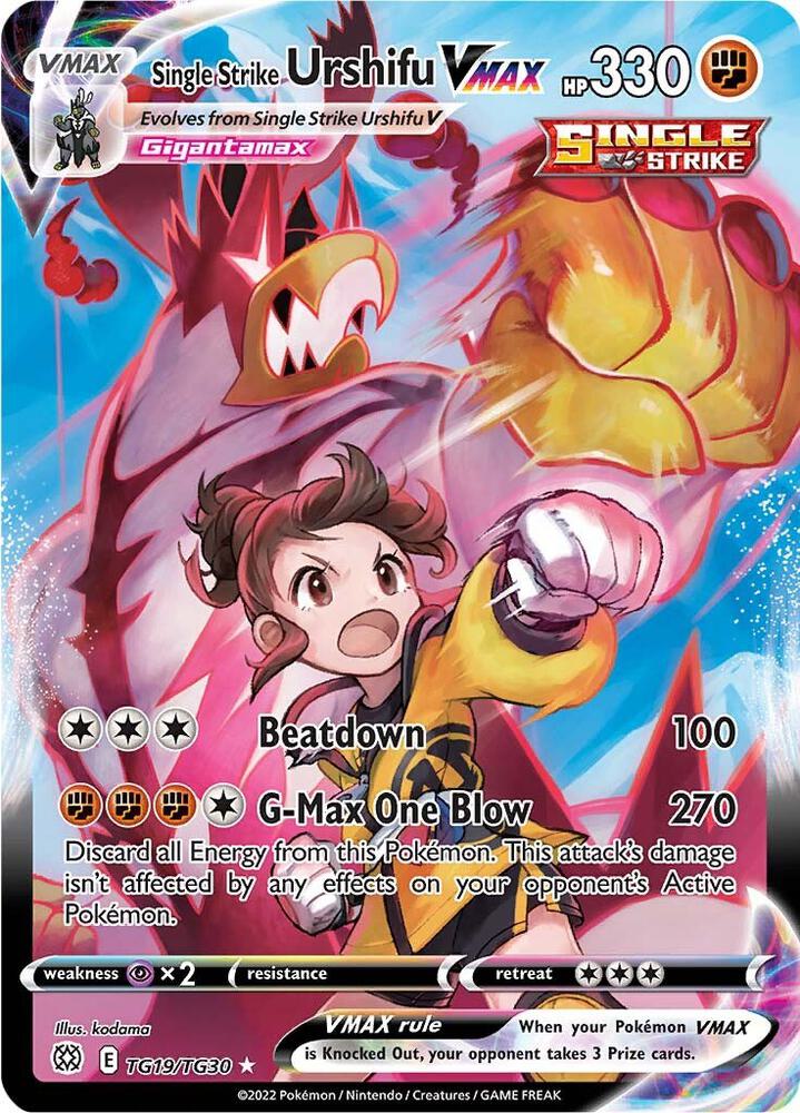 2022 Pokemon SWSH09: Brilliant Stars Trainer Gallery TG19/TG30 Single Strike Urshifu VMAX Ultra Rare
