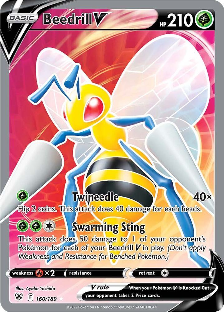 2022 Pokemon SWSH10: Astral Radiance 160/189 Beedrill V (Full Art) Ultra Rare