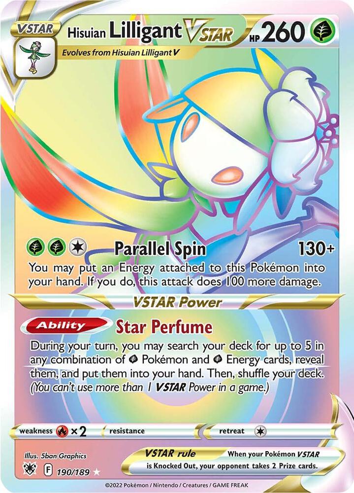 2022 Pokemon SWSH10: Astral Radiance 190/189 Hisuian Lilligant VSTAR (Secret) Secret Rare
