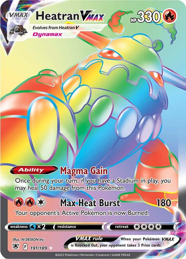 2022 Pokemon SWSH10: Astral Radiance 191/189 Heatran VMAX (Secret) Secret Rare
