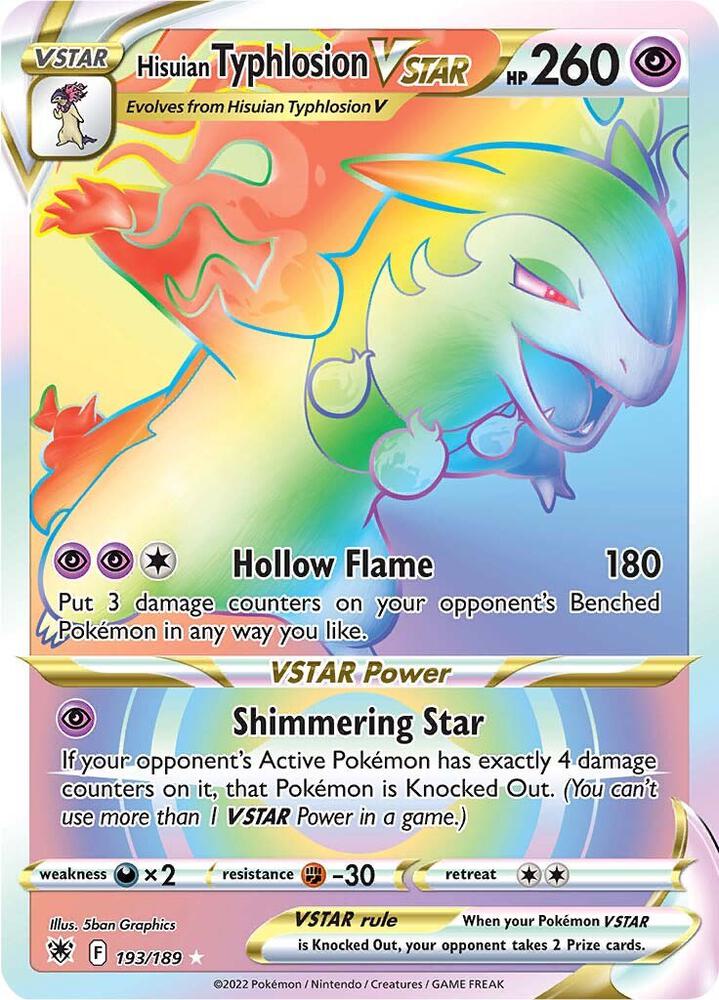 2022 Pokemon SWSH10: Astral Radiance 193/189 Hisuian Typhlosion VSTAR (Secret) Secret Rare