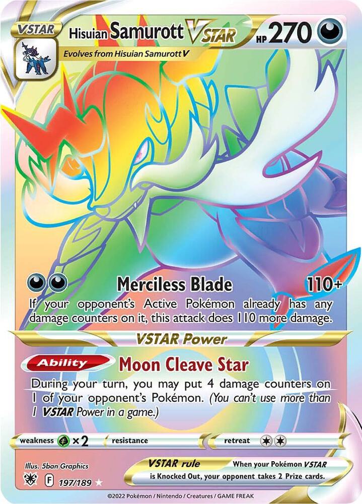 2022 Pokemon SWSH10: Astral Radiance 197/189 Hisuian Samurott VSTAR (Secret) Secret Rare