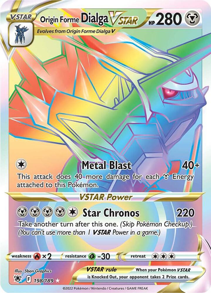 2022 Pokemon SWSH10: Astral Radiance 198/189 Origin Forme Dialga VSTAR - 198/189 (Secret) Secret Rare