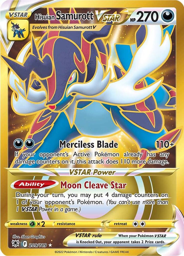 2022 Pokemon SWSH10: Astral Radiance 209/189 Hisuian Samurott VSTAR (Secret) (209) Secret Rare