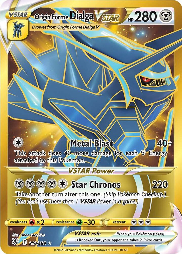 2022 Pokemon SWSH10: Astral Radiance 210/189 Origin Forme Dialga VSTAR - 210/189 (Secret) Secret Rare