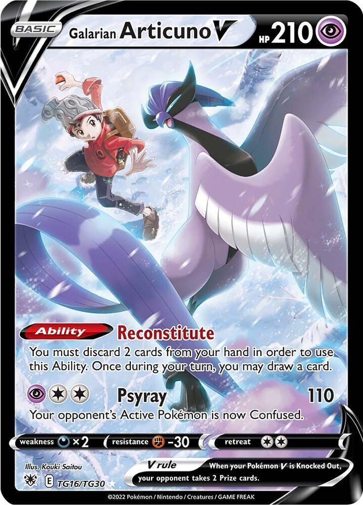 2022 Pokemon SWSH10: Astral Radiance Trainer Gallery TG16/TG30 Galarian Articuno V Ultra Rare