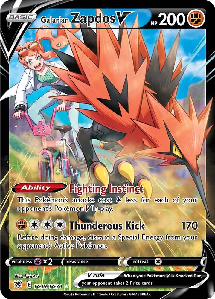 2022 Pokemon SWSH10: Astral Radiance Trainer Gallery TG19/TG30 Galarian Zapdos V Ultra Rare