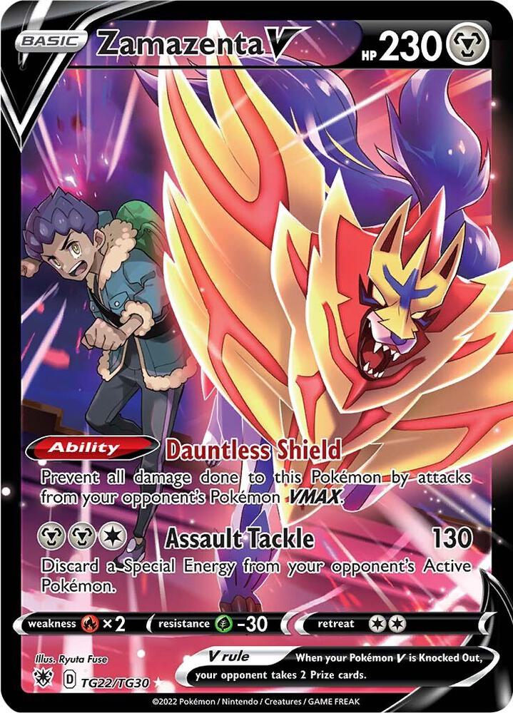2022 Pokemon SWSH10: Astral Radiance Trainer Gallery TG22/TG30 Zamazenta V Ultra Rare