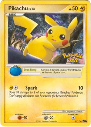 2007 Pokemon POP Series 6 9/17 Pikachu (Pokemon Day Stamped) Non Holo *HP*