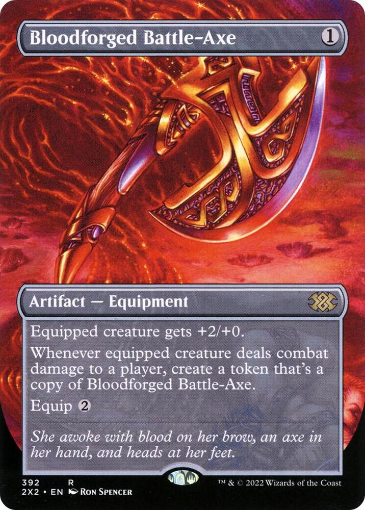 MTG Double Masters 2022 392 Bloodforged Battle-Axe (Borderless) R NM Foil