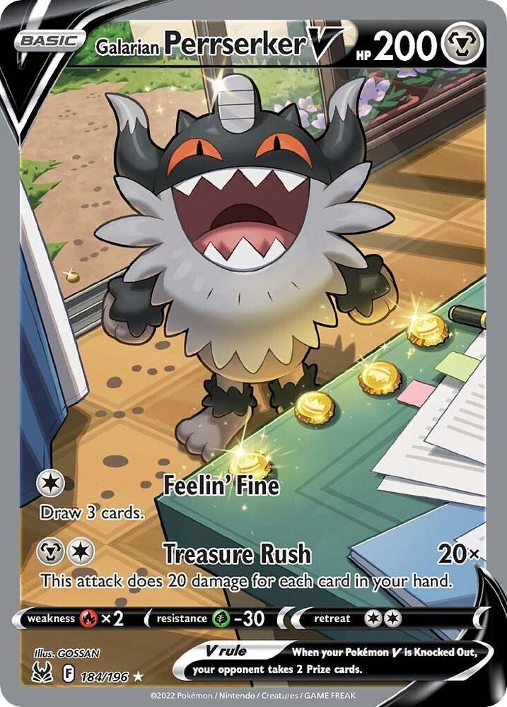 2022 Pokemon SWSH11: Lost Origin 184/196 Galarian Perrserker V (Alternate Full Art) Ultra Rare