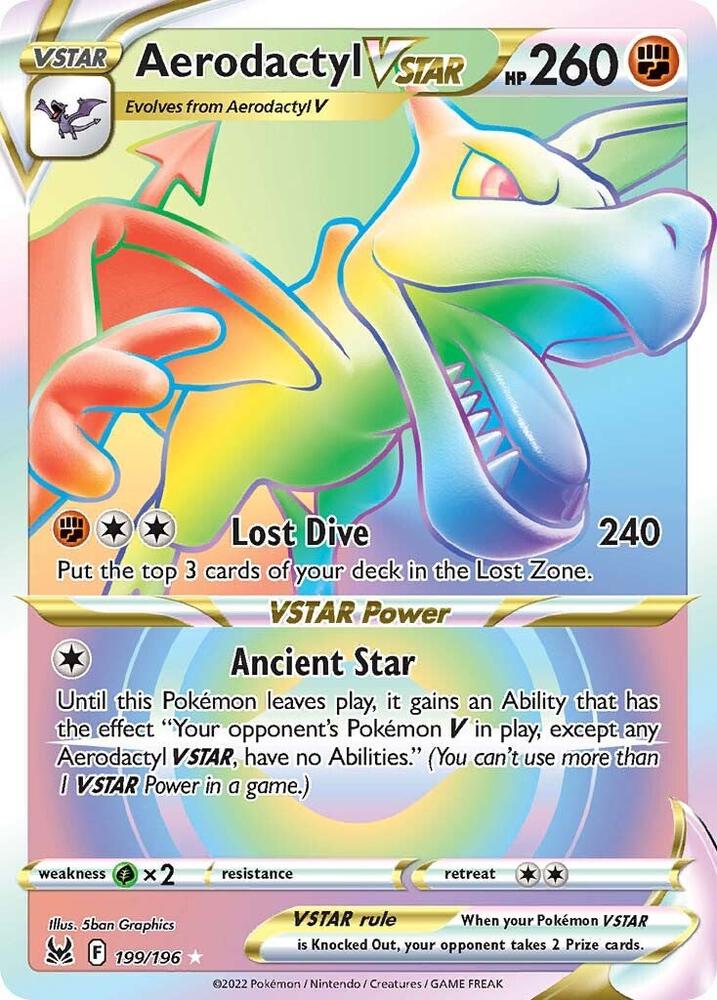 2022 Pokemon SWSH11: Lost Origin 199/196 Aerodactyl VSTAR (Secret) Secret Rare