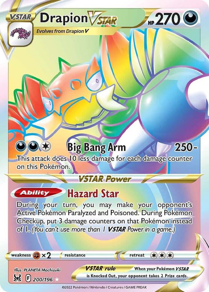 2022 Pokemon SWSH11: Lost Origin 200/196 Drapion VSTAR (Secret) Secret Rare