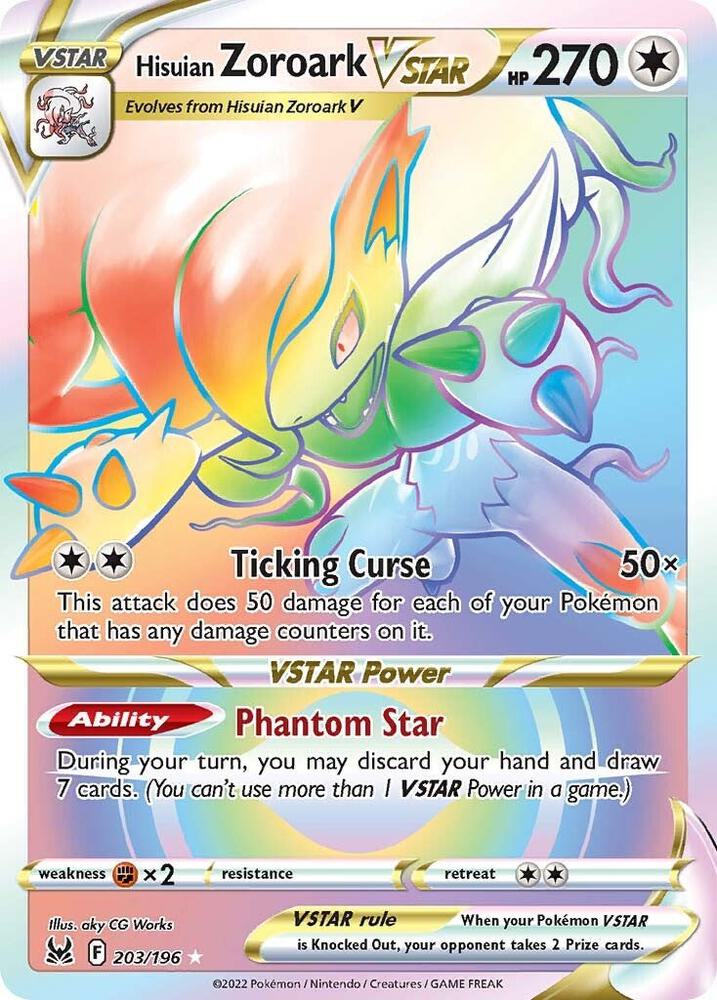 2022 Pokemon SWSH11: Lost Origin 203/196 Hisuian Zoroark VSTAR (Secret) Secret Rare