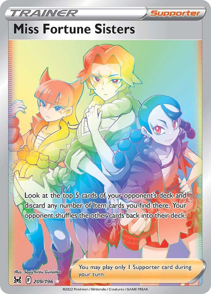 2022 Pokemon SWSH11: Lost Origin 209/196 Miss Fortune Sisters (Secret) Secret Rare