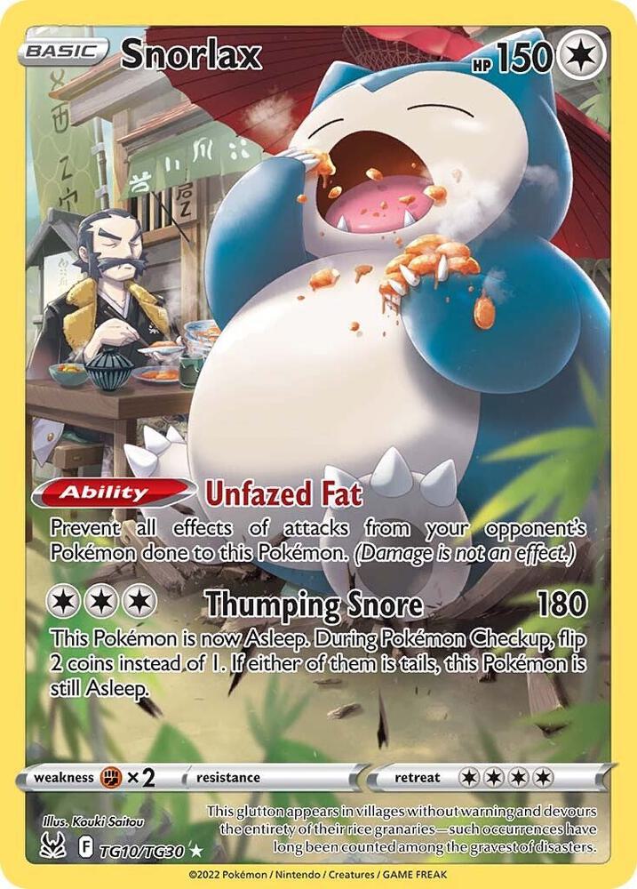 2022 Pokemon SWSH11: Lost Origin Trainer Gallery TG10/TG30 Snorlax Ultra Rare