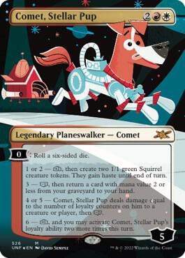 MTG Unfinity 526 Comet, Stellar Pup (Borderless) (Galaxy Foil) M NM Foil