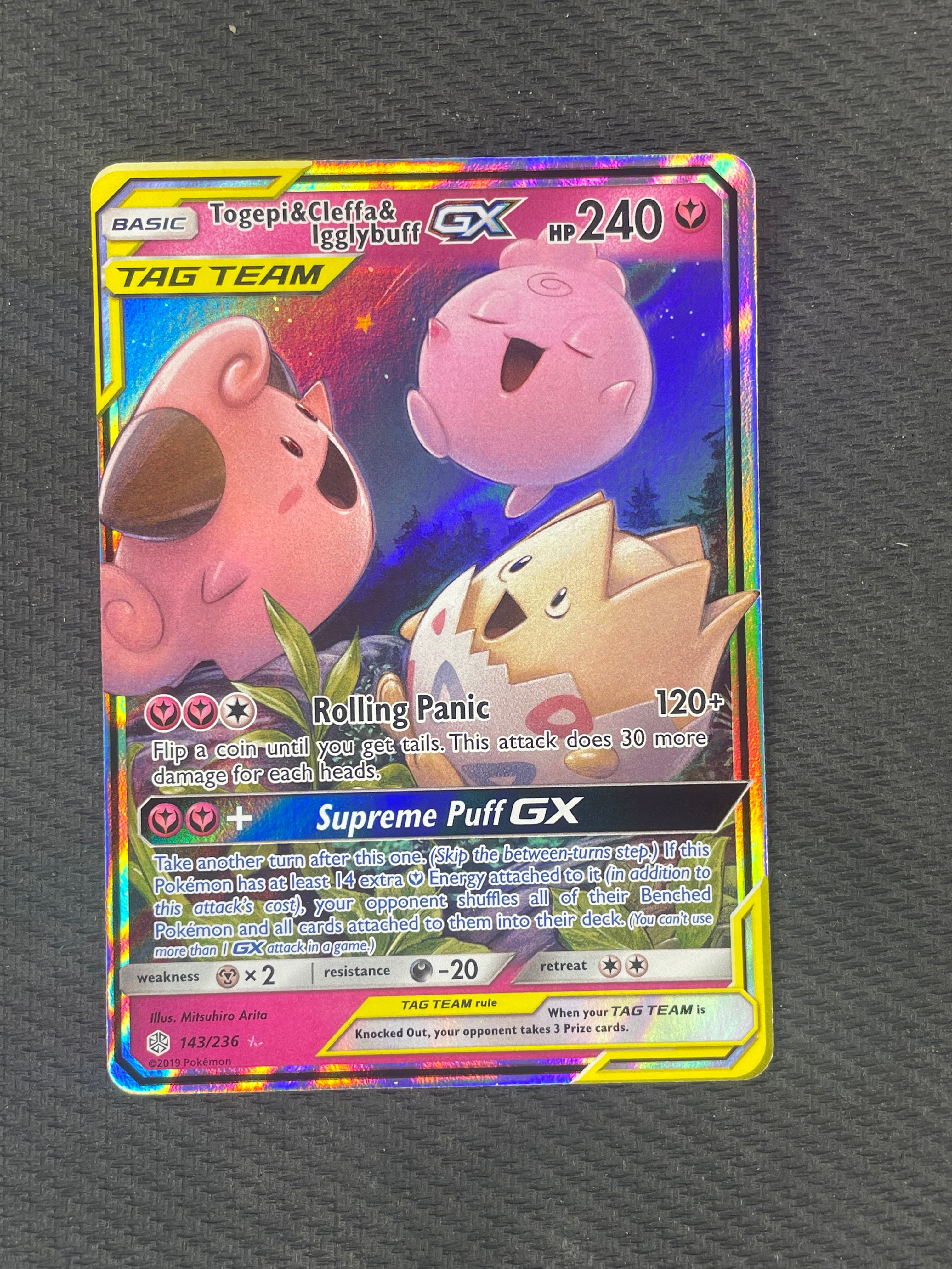 2019 Pokemon Team Up 143 236 Togepi & Cleffa & Igglybuff Gx Full Art