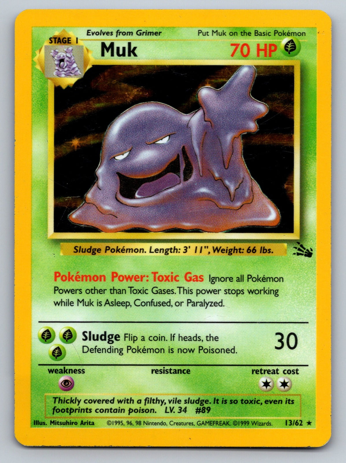 1999 Pokemon Fossil 13/62 Muk (13) Holo Rare