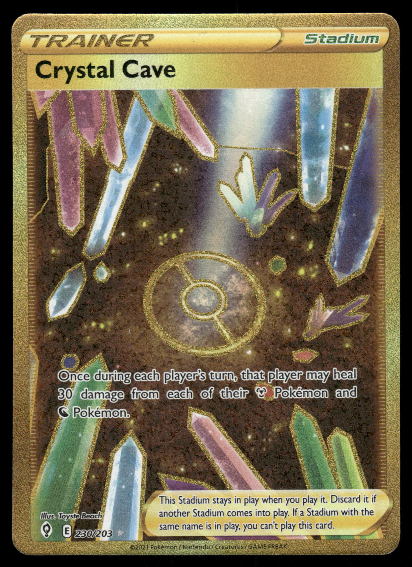 2021 Pokemon Evolving Skies 230/203 Crystal Cave Gold Rare Full Art 2021 Pokemon Evolving Skies 230/203 Crystal Cave Gold Rare Full Art
