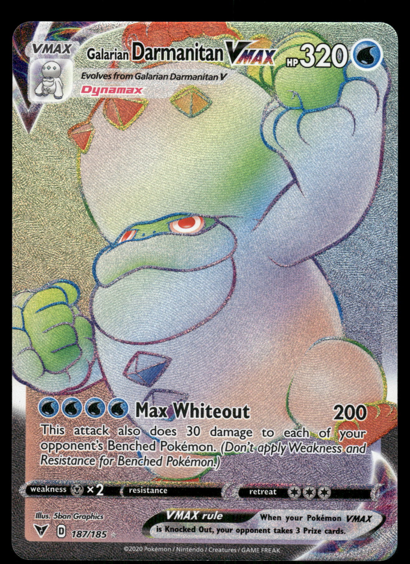 Pokemon Vivid Voltage 187/185 Galarian Darmanitan Vmax Rainbow Secret Pokemon Vivid Voltage 187/185 Galarian Darmanitan Vmax Rainbow Secret