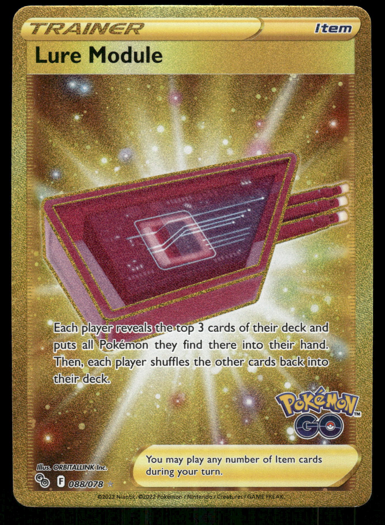 2022 Pokemon Go 088/078 Lure Module Gold Trainer 2022 Pokemon Go 088/078 Lure Module Gold Trainer