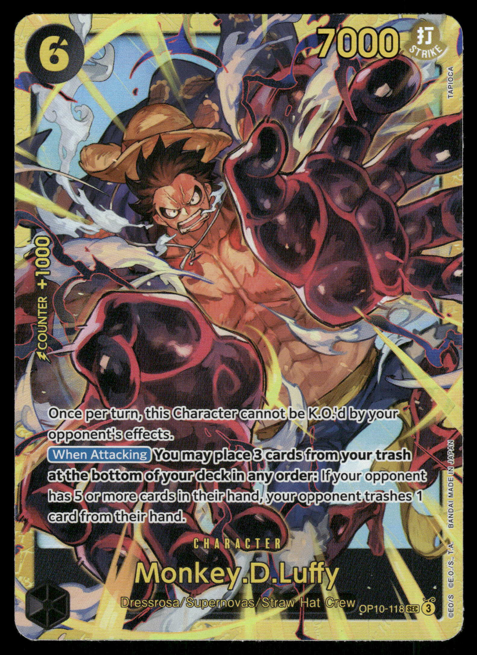 One Piece TCG OP10-118 Monkey.D.Luffy SEC Secret Rare One Piece TCG OP10-118 Monkey.D.Luffy SEC Secret Rare