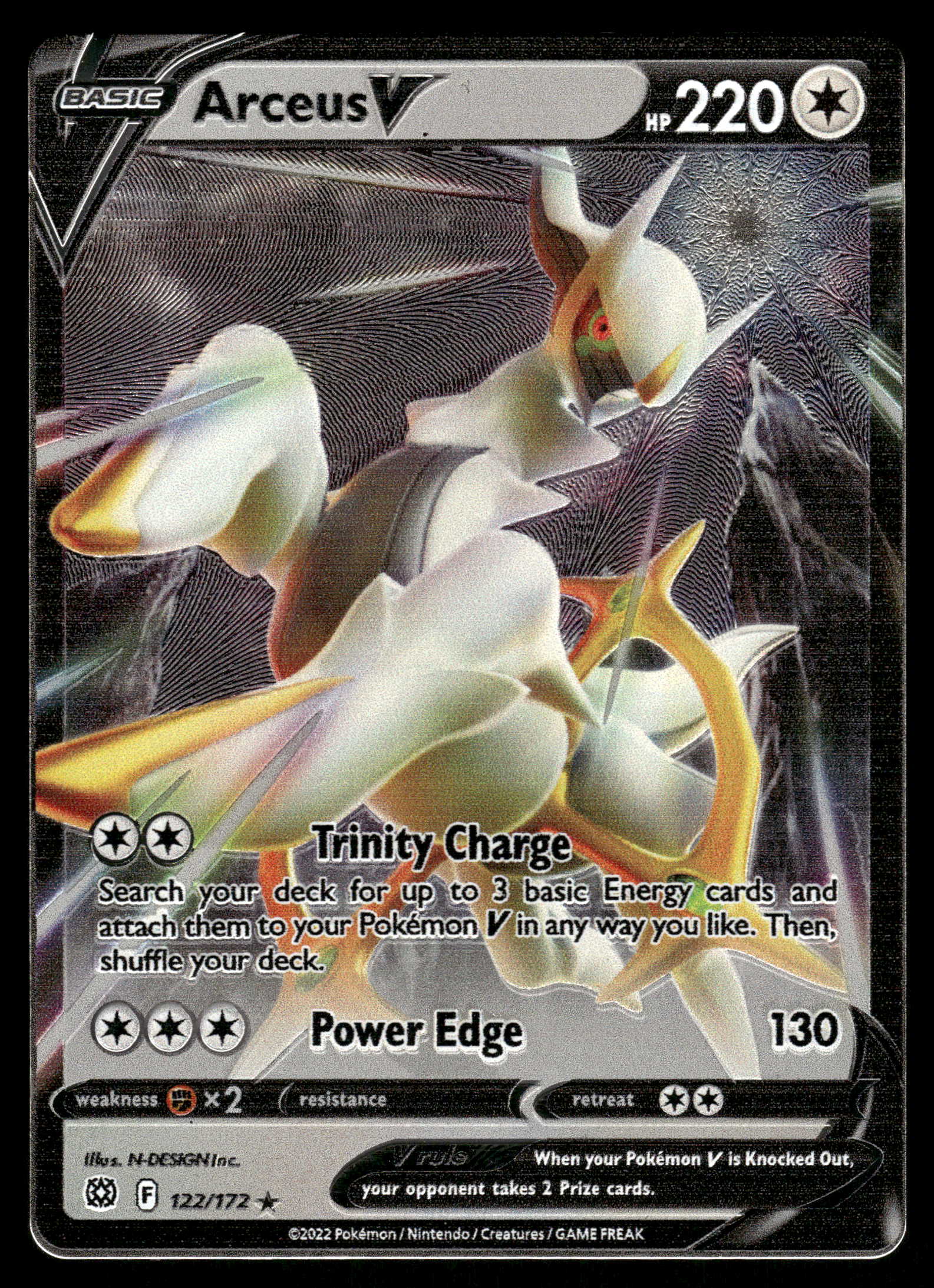 2022 Pokemon Vstar UPC 122/172 Arceus V Metal Promo 2022 Pokemon Vstar UPC 122/172 Arceus V Metal Promo