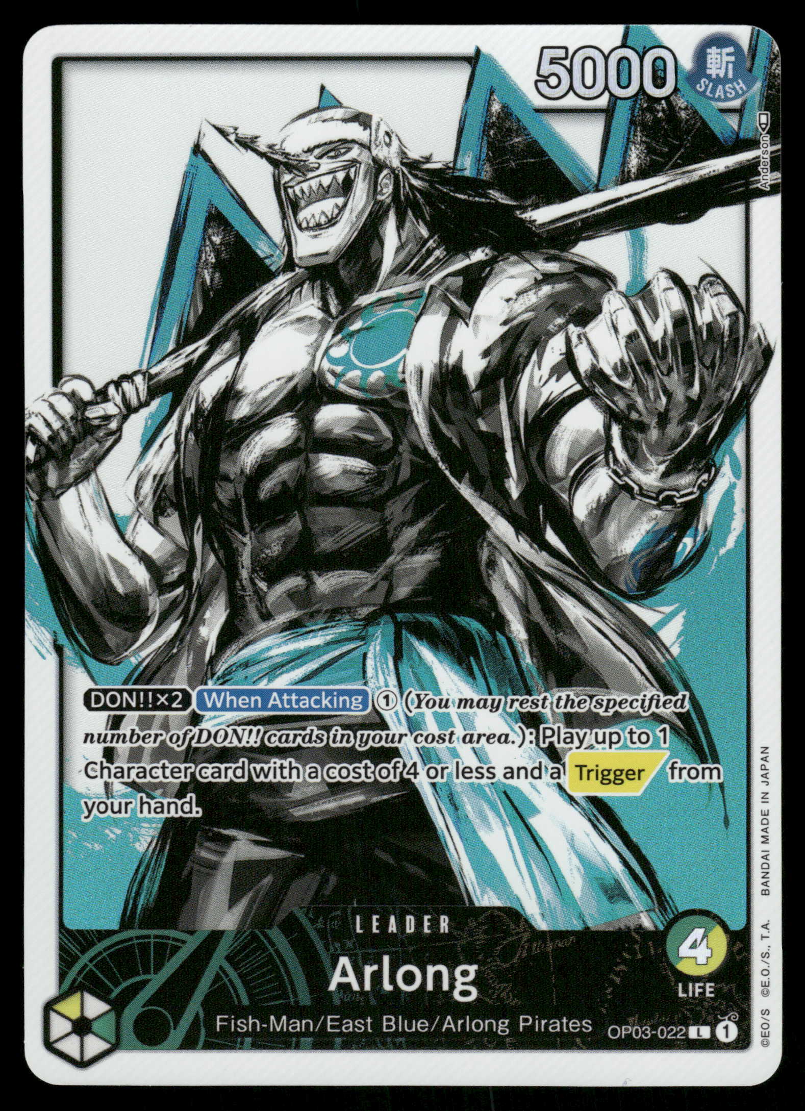 One Piece TCG Pillars of Strength OP03-022 Arlong Alternative Art Lead One Piece TCG Pillars of Strength OP03-022 Arlong Alternative Art Lead