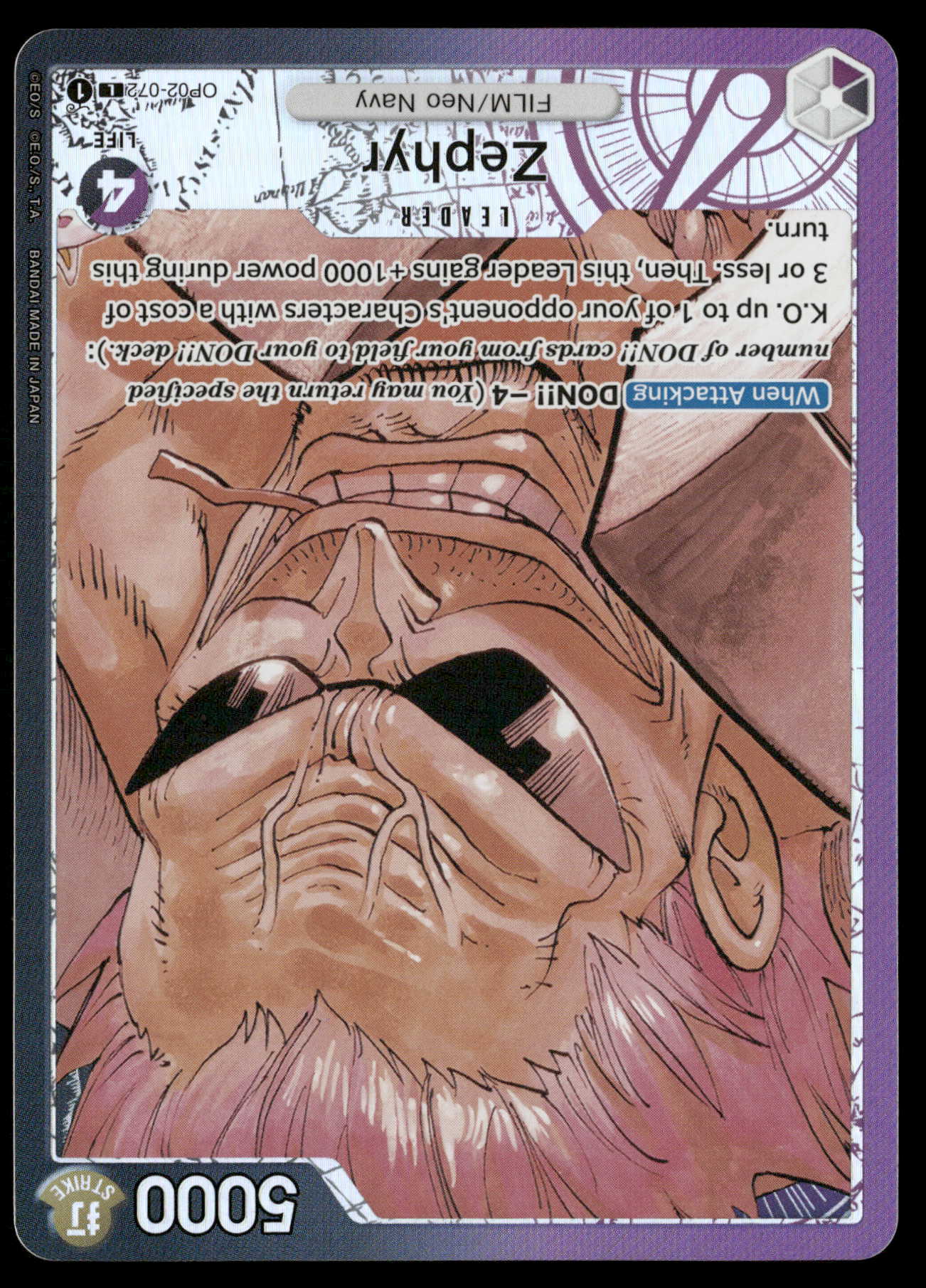 zephyr one piece card game One Piece TCG Paramount War OP02-072 Zephyr Leader Alternate Art