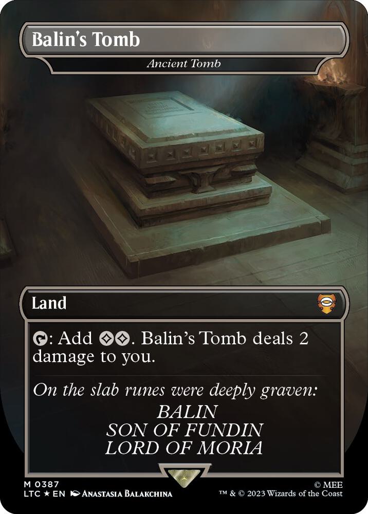 Balins Tomb Ancient Tomb Borderless Surge Foil 387 (Commander: The Lord of the Rings: Tales of Middle-earth)  - Borderless Surge Foil