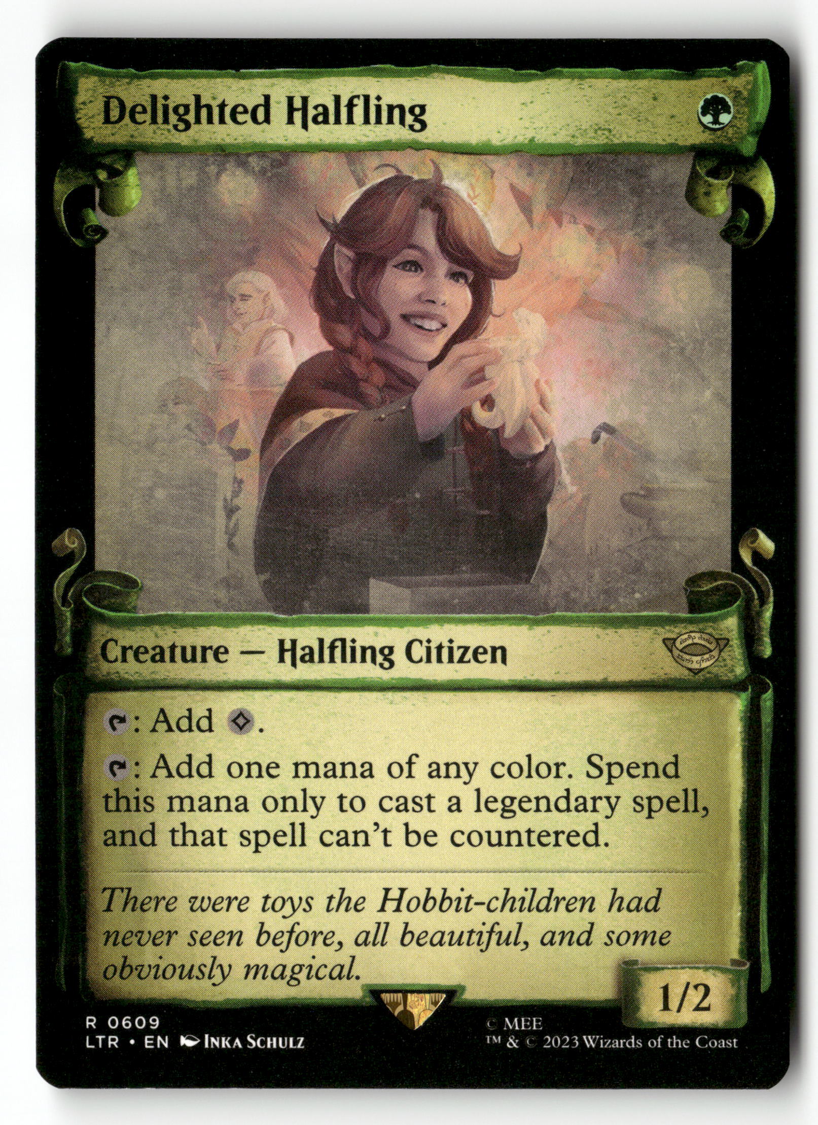 MTG: The Lord of the Rings: 609 Delighted Halfling (Showcase Scrolls) Foil